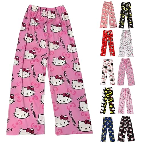 Pyjama, Hose Schlafanzughosen FüR Damen, Lang Cotton Pyjama Hose Cartoon Anime Pyjama Schlafhose Kawaii Pyjamas Schlafanzughose Winter Schlafanzughose von Generisch