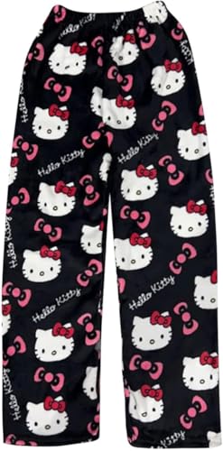 Pyjama Bottoms,Women'S Pyjamas,Schlafanzug Damen Lang,Weihnachts Pyjamahose,Fluffy Casual Pyjama Hosen,Soft Flannel Anime Cartoon Kawaii Warm Schlafanzughosen,Cute Schlafhose Weich Kuschelhose von Generisch