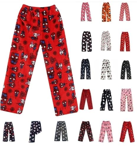 Pyjama Hose Damen Schlafanzug Kinder Mädchen Lang Flanell Pyjamas Hosen Halloween Pyjamahose Schlafhose Weich Kawaii Weihnachten Bequeme Schlafanzughose Frauen Anime Cartoon Casual Herbst Winter von Generisch