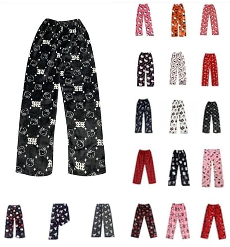 Pyjama Hose Schlafanzug Damen Kinder Pyjamas Hosen Lang Flanell Schlafhose Pyjamahose Weich Kawaii Pyjamas Anime Cartoon Frauen Bequeme Kuschelig Flauschig Home Lounge Schlafanzughose Herbst-Winter von Generisch
