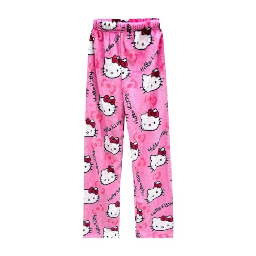 Pyjamahose Damen Pyjamas Hosen Lang Flanell Pyjama Hose Damen Schlafhose Weich Kawaii Pyjamas Anime Bequem Winter Schlafanzughose Frauen Anime Cartoon Casual Home Hosen von Generisch