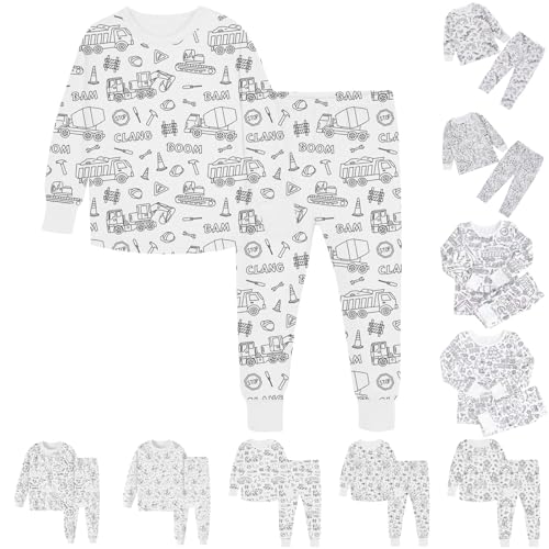 Pyjamas Zum Ausmalen Für Kinder Diy Handbemaltes Schlafanzüge Zum Ausmalen Nachtwäsche Cartoon Druck Kunst Färben Hausanzug Nachtwäsche Pjs Mit Langärmliges Und Hosen Lose Warme Weiß Homewear Set Weiß von Generisch