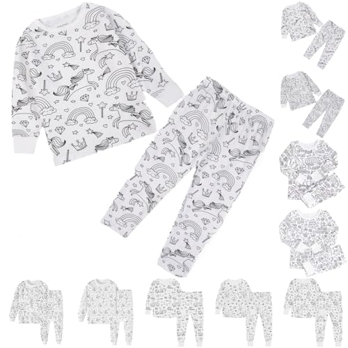 Pyjamas Zum Ausmalen Für Kinder Diy Handbemaltes Schlafanzüge Zum Ausmalen Nachtwäsche Cartoon Druck Kunst Färben Hausanzug Nachtwäsche Pjs Mit Langärmliges Und Hosen Lose Warme Weiß Homewear Set Weiß von Generisch