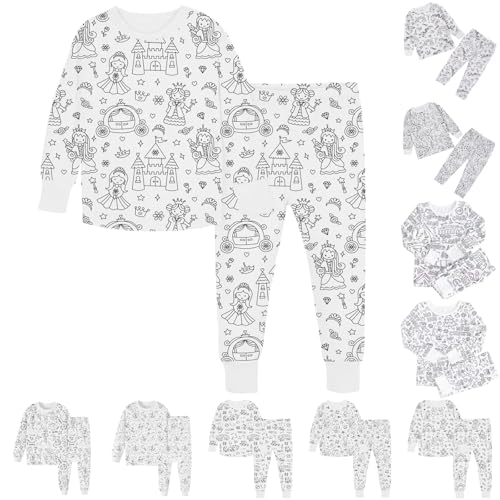 Pyjamas Zum Ausmalen Für Kinder Diy Handbemaltes Schlafanzüge Zum Ausmalen Nachtwäsche Cartoon Druck Kunst Färben Hausanzug Nachtwäsche Pjs Mit Langärmliges Und Hosen Lose Warme Weiß Homewear Set Weiß von Generisch
