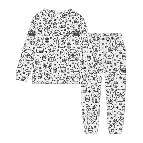 Pyjamas Zum Ausmalen Für Kinder Diy Handbemaltes Schlafanzüge Zum Ausmalen Nachtwäsche Cartoon Druck Kunst Färben Hausanzug Nachtwäsche Pjs Mit Langärmliges Und Hosen Lose Warme Weiß Homewear Set Weiß von Generisch