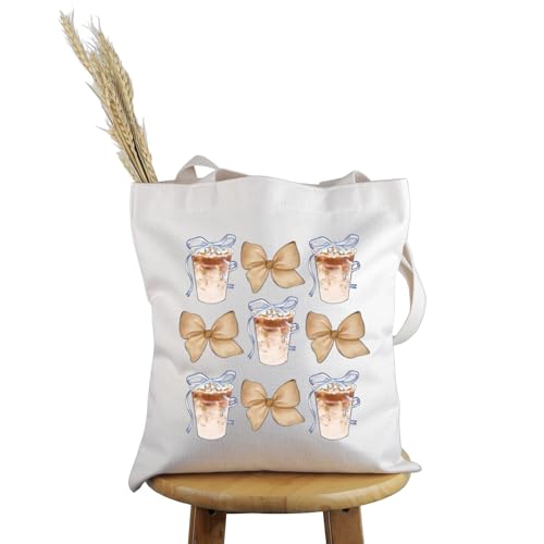 Pyoul Eiskaffee-Liebhaber, Geschenk, Kokette Schleife, Eiskaffee-Tragetasche, Aquarell-Kaffee-Handtasche, Cold Brew Lover, Reisetasche, Eiskaffeetasche mit Schleife, medium von Generisch