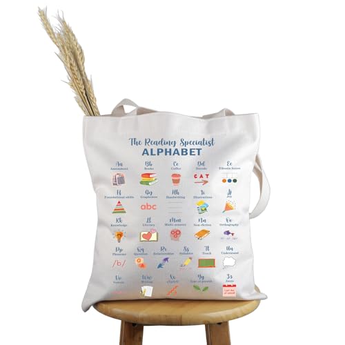 Pyoul Future Reading Teacher Gift The Reading Specialist Alphabet Tote Bag Science of Reading Literacy Coach Handtasche Interventionist Lesegeschenk, Reading Specialist Alphabet T, medium von Generisch