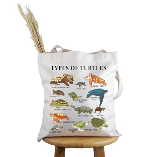 Pyoul Turtle Lover Gift Types Of Turtle Tote Bag Turtle Fan Handtasche Marine Biologie Geschenk, Arten von Turtle-Tragetaschen, medium von Generisch