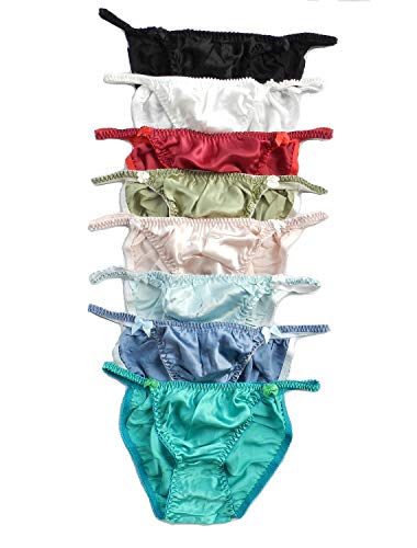 Qianya 6 Stück Damen String Slip 100% Seiden Unterwäsche GR.32 34 38 42 44 (as3, Alpha, x_l, Regular, Regular) von Generisch