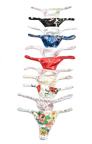 Qianya 6 Stück Seiden Slip Tangas Damen 100% Silk Muster Unterwäsche GR.S M L XL XXL 3XL (as3, Alpha, m, Regular, Regular) von Generisch