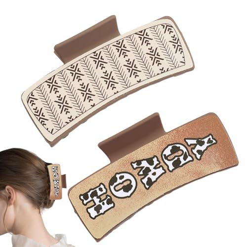 Quadratische Haarklammern, Western-Haarspange für Damen, große quadratische Haarklammern, Leder, stilvolles und großzügiges Haarstyling-Werkzeug für Verabredungen, Ausgehen, den täglichen Gebrauch, von Generisch