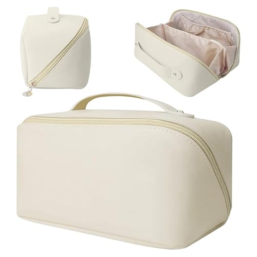 Quadratische Kulturtasche, große Kapazität, Kosmetiktasche, Damen-Reise-Kosmetiktasche mit geteilter Tasche, Aufbewahrungstasche (White) von Generisch
