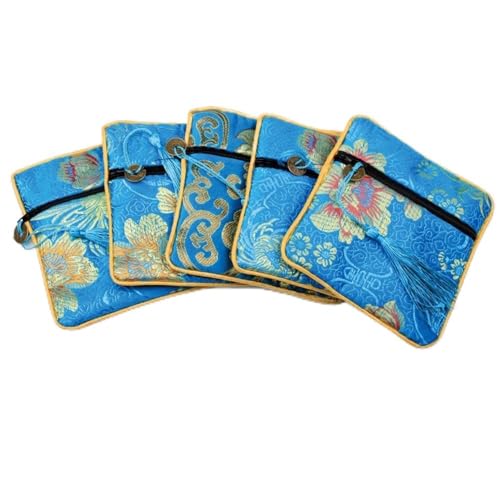 Quadratische Mini-Geldbörse mit Kupfer-Anhänger, Quaste, Münzbörse, quadratische Blumen-Schmuckverpackung, Lippenstift-Make-up-Tasche, Schmuck-Verpackungsbeutel, g, Dekor von Generisch