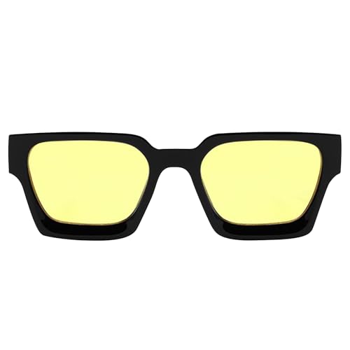 Quadratische Sonnenbrille, Retro-UV-Schutz, 14,5 x 14,5 x 3,7 cm, ergonomischer UV400-Rahmen, stilvolle quadratische Brille, ideal für Urlaub, , Autofahren, Festivals, Outdoor-Aktivitäten, gelb Quadratische Sonnenbrille, Retro-UV-Schutz, 14,5 x 14,5 x 3,7 cm, ergonomischer UV400-Rahmen, stilvolle quadratische Brille, ideal für Urlaub, , Autofahren, Festivals, Outdoor-Aktivitäten, gelb von Generisch