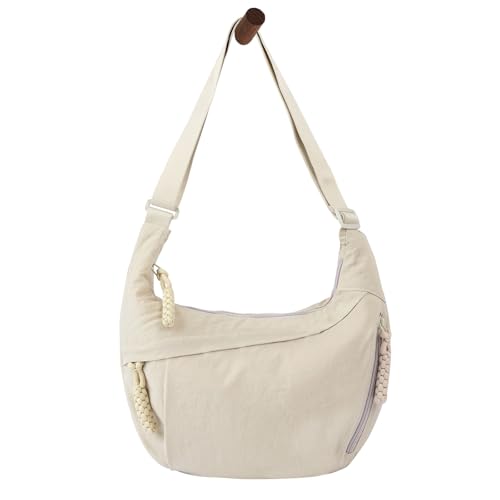 Quantifyn Crossbody Bag, Women's Fashion Plain Color Nylon Crossbody Hobo Bag (Beige) von Generisch