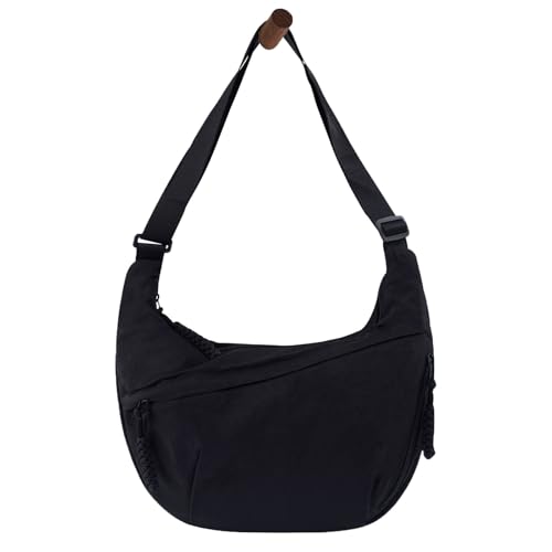 Quantifyn Crossbody Bag, Women's Fashion Plain Color Nylon Crossbody Hobo Bag (Black) von Generisch