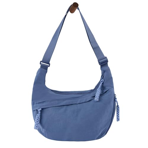Quantifyn Crossbody Bag, Women's Fashion Plain Color Nylon Crossbody Hobo Bag (Blue) von Generisch