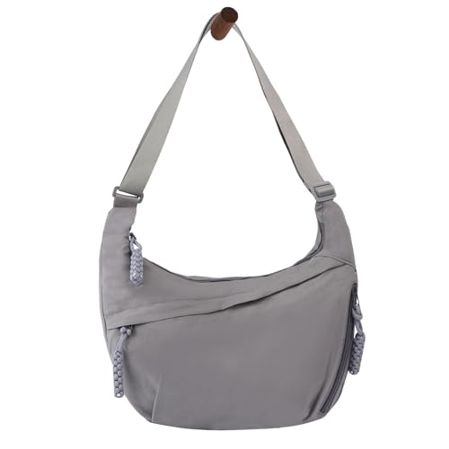 Quantifyn Crossbody Bag, Women's Fashion Plain Color Nylon Crossbody Hobo Bag (Grey) von Generisch