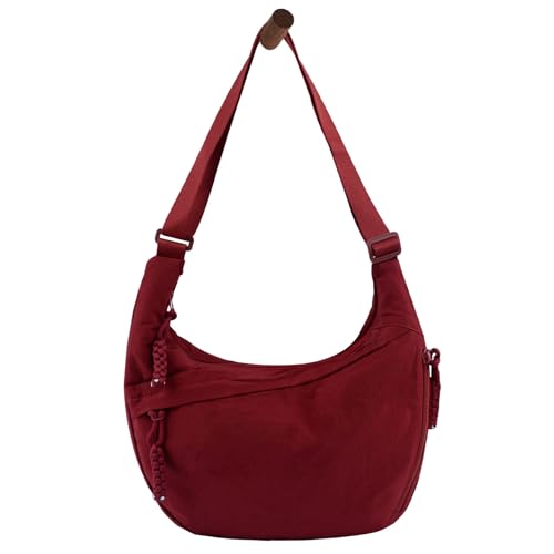 Quantifyn Crossbody Bag, Women's Fashion Plain Color Nylon Crossbody Hobo Bag (Red) von Generisch