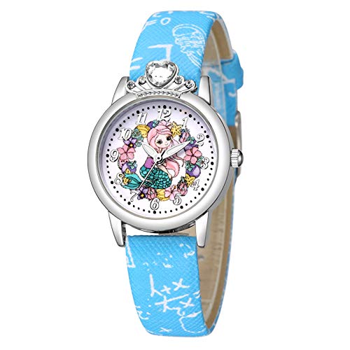 Quarz-Sport-Kinder-Fußball-Geschenk-Uhr-Trend-Mode-Muster-Kinderuhr Damen Armbanduhr Aufladbar (Sky Blue, One Size) von Generisch