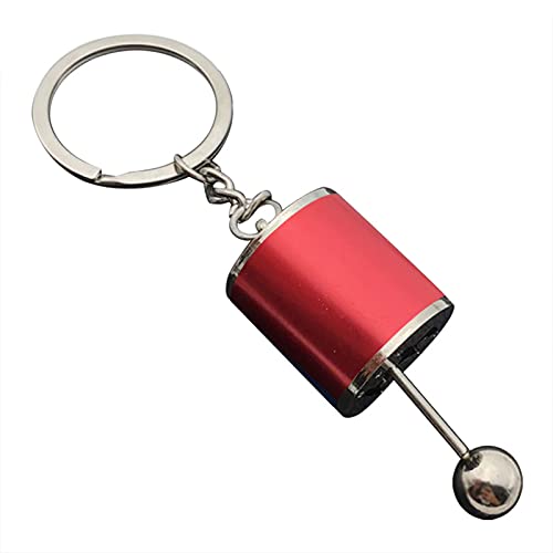Quaste Schlüsselanhänger Knopf Metall Auto Gang Geschenk Schlüsselanhänger Getriebe Schaltknüppel Modell Schlüsselanhänger Getriebe Schlüsselanhänger Schlüsselanhänger (Red, One Size) von Generisch
