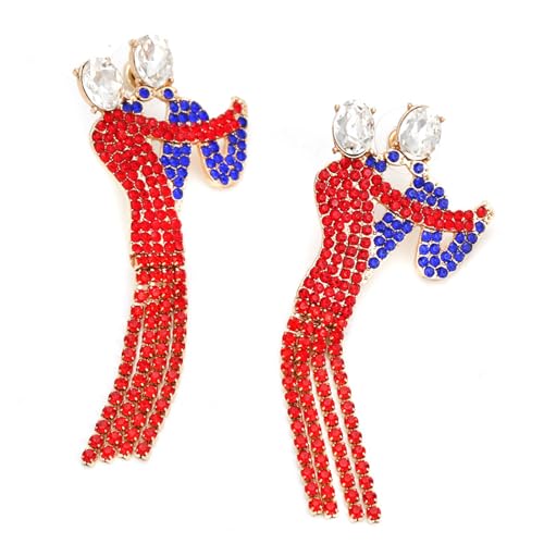 Quasten Ohrringe Für Damen Lang Pendelnd | Tanzendes Paar Strasssteine Ohrhänger - 2er Set Hänger Für Statement Festival Feiertag Hochzeit Party Strandurlaub Abendgarderobe Geschenk Damen von Generisch