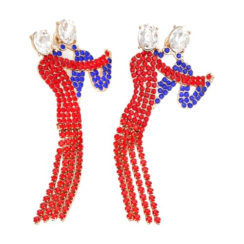 Quasten Ohrringe | Tanzendes Paar Strasssteine Ohrhänger - 2er Set Hänger Für Statement Festival Feiertag Hochzeit Party Strandurlaub Abendgarderobe Geschenk Damen von Generisch