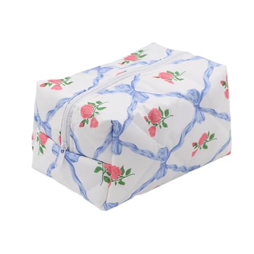 Quilted Makeup Bag, Portable Toiletry Case, 6.3x3.74x3.94 Inches Large-Capacity Travel Pouch, Multi-Use Organizer, Makeup Storage Bags for Women, Girls, Cosmetics and Toiletries von Generisch