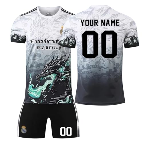 R. M. Fußball Trikot Kinder Personalisiert mit Eigenem Namen & Nummer Fussball Trikot Herren Jungen Fussballtrikot Set Fußball Jerseys Fussball Geschenke für Fußballfans #A08 von Generisch