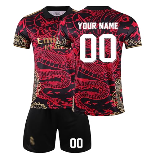 R. M. Fußball Trikot Kinder Personalisiert mit Eigenem Namen & Nummer Fussball Trikot Herren Jungen Fussballtrikot Set Fußball Jerseys Fussball Geschenke für Fußballfans #A09 von Generisch