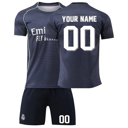 R. M. Fußball Trikot Kinder Personalisiert mit Eigenem Namen & Nummer Fussball Trikot Herren Jungen Fussballtrikot Set Fußball Jerseys Fussball Geschenke für Fußballfans #A15 von Generisch