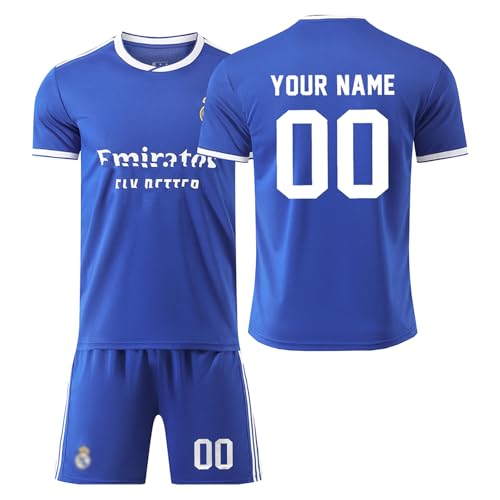 R. M. Fußball Trikot Kinder Personalisiert mit Eigenem Namen & Nummer Fussball Trikot Herren Jungen Fussballtrikot Set Fußball Jerseys Fussball Geschenke für Fußballfans #A16 von Generisch