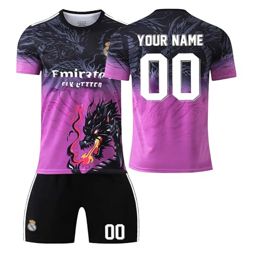 R. M. Fußball Trikot Kinder Personalisiert mit Eigenem Namen & Nummer Fussball Trikot Herren Jungen Fussballtrikot Set Fußball Jerseys Fussball Geschenke für Fußballfans #A17 von Generisch