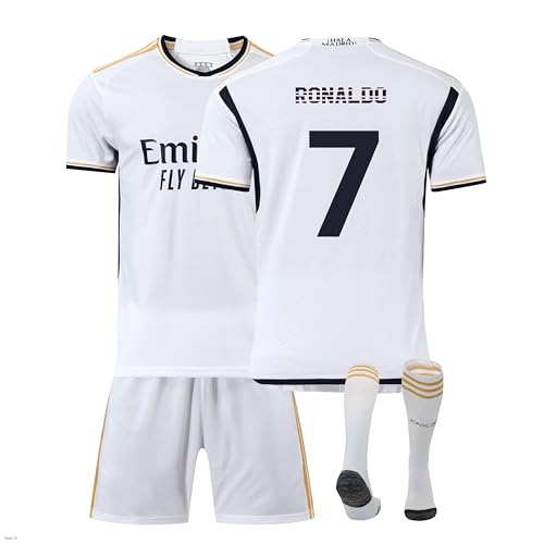 R.M Trikot Set Authentisch Fußball Trikot Nr. 7 23/24 Heimtrikots Fussball T-Shirt Shorts für Kinder Geschenk,Atmungsaktiv von Generisch