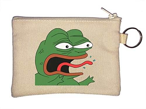 REEEE Pepe The Frog Funny Meme Schlüsselanhänger Münzbörse Beige von Generisch