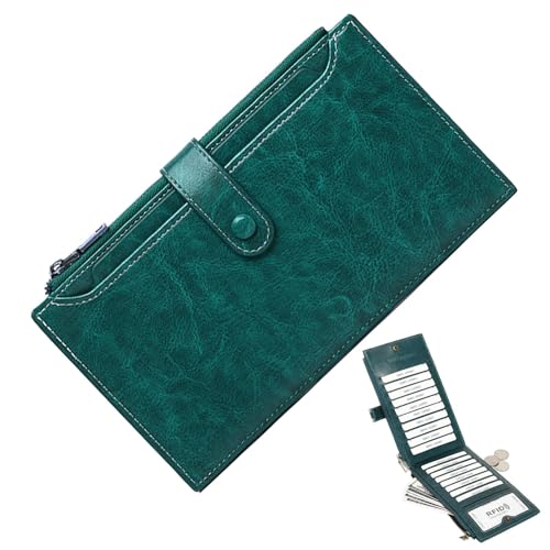 RFID Kartenhalter Geldbörse Damen Retro Geldbörse Große Kapazität Brieftasche Visitenkartenetui Multi Card Holder Handy Wallet 20x11x2.5cm/7.87x4.33x0.98 Zoll Retro Style Wallet Damen Kartenetui, von Generisch