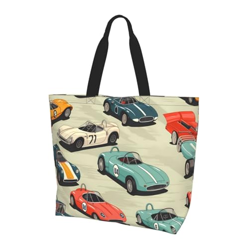Race Car Tote Bag Damen Schulterhandtaschen Vintage Einkaufstaschen Wasserabweisend Große Handtasche mit Innentasche für Arbeit Reise Schule von Generisch