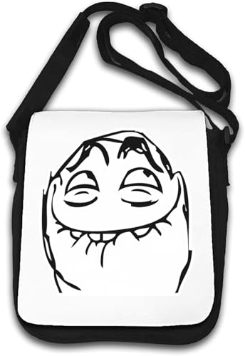 Rage Comic Smiling Face Meme Umhängetasche weiß von Generisch