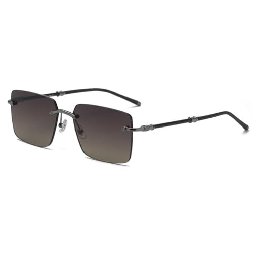 Rahmenlose Sonnenbrille aus Metall, modisch, Schnittkante, Sommerbrille, UV400-Schutz, C05 Grad Graugrün, Einheitsgröße Rahmenlose Sonnenbrille aus Metall, modisch, Schnittkante, Sommerbrille, UV400-Schutz, C05 Grad Graugrün, Einheitsgröße von Generisch