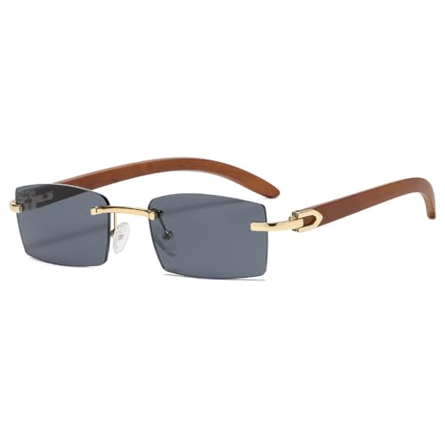 Randlose Sonnenbrille Herren, Retro Sonnenbrille Herren, Rechteck Randlose Sonnenbrille, Rahmenlose Sonnenbrille, Männer Sonnenbrille, Quadratische Durchsichtige Linse Sonnenbrille, Rimless Sunglasses von Generisch