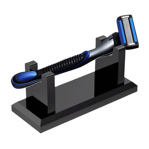 Rasierhalter Rasierhalter - Horizontale Halterung Acryl, Antirutsch Basis Organizer | Bad Vanity Theke Badezimmer Männer Bartpflege Toilletta Rasierer Aufbewahrung Platzsparend Praktisch, Schwarz von Generisch