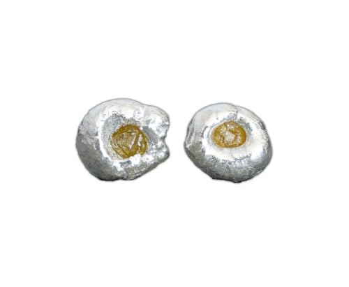 Raue Diamant-Ohrstecker in oganischen Formen, Size of the studs: 3.7x3.2mm, Sterling Silber, Diamant von Generisch