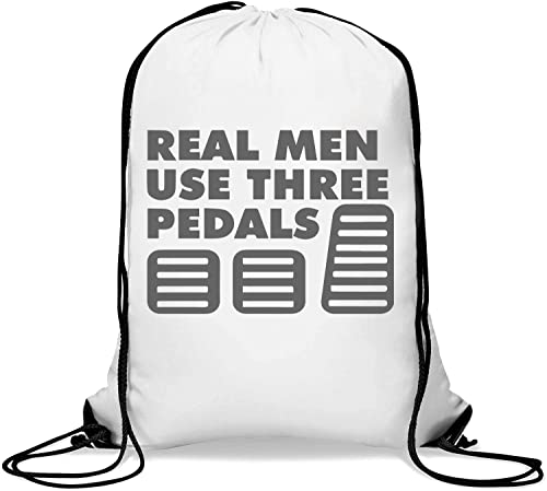 Real Men Use Three Pedals Manual Transmission Gym Sack Casual Drawstring Bag White von Generisch