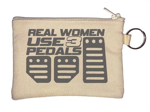 Real Women Use 3 Pedals Manual Transmission Key Chain Coin Purse Beige von Generisch