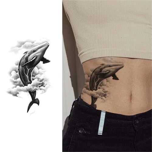 Realistisches Wal-Tattoo, wasserfest, temporäres Tattoo für den Bauch, langlebige, realistische Fake-Tattoos für Männer und Frauen(2pcs) von Generisch