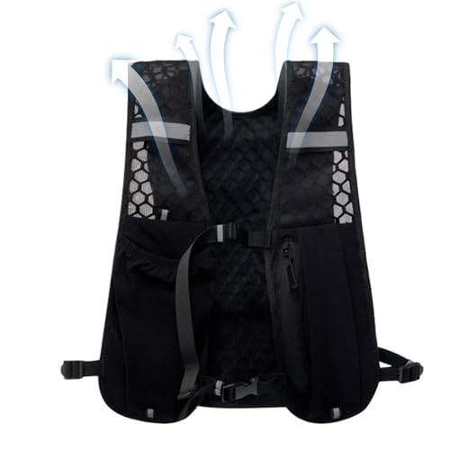Reflective Running Chest Pack, Lightweight Adjustable Vest with 500ml Water Bottle Holder, Breathable Sweatproof Design for Men, Women, Hiking, 14.17x11.81x1.18 inches von Generisch