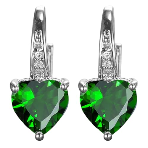 Regenbogen Kristall Ohrringe Zircon Multi Color Fashion Simple Earrings Fashion Earrings Zircon Ear Peach Heart Multi Color Jewelry Schleife Ohrringe (Green, One Size) von Generisch