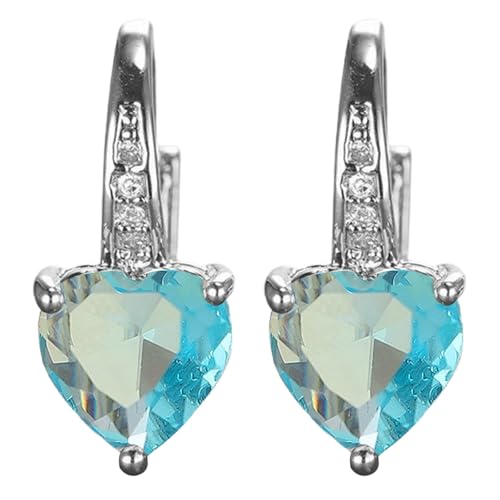Regenbogen Kristall Ohrringe Zircon Multi Color Fashion Simple Earrings Fashion Earrings Zircon Ear Peach Heart Multi Color Jewelry Schleife Ohrringe (Light Blue, One Size) von Generisch