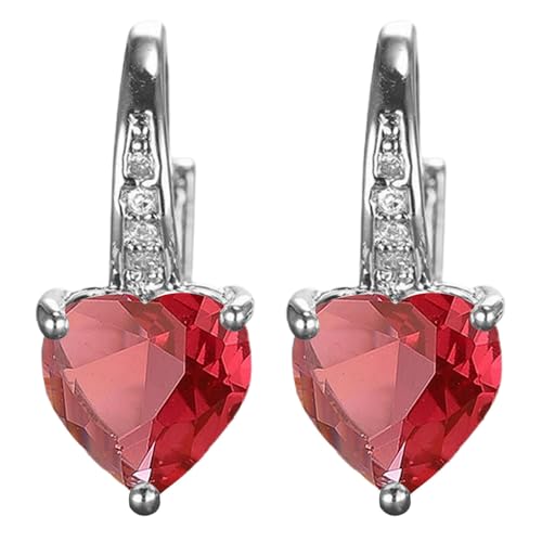 Regenbogen Kristall Ohrringe Zircon Multi Color Fashion Simple Earrings Fashion Earrings Zircon Ear Peach Heart Multi Color Jewelry Schleife Ohrringe (Red, One Size) von Generisch
