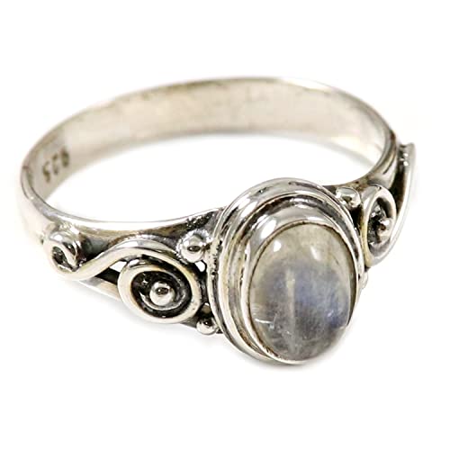 Regenbogen-Mondstein Edelstein 925 Sterling Silber Band Ring Solide Alle Größen Männer Frauen Ring Silber Ring Goyal Juwelen Geschenkartikel Statement Handgemachter Schmuck GESR192H (73 (23.2)) von Generisch